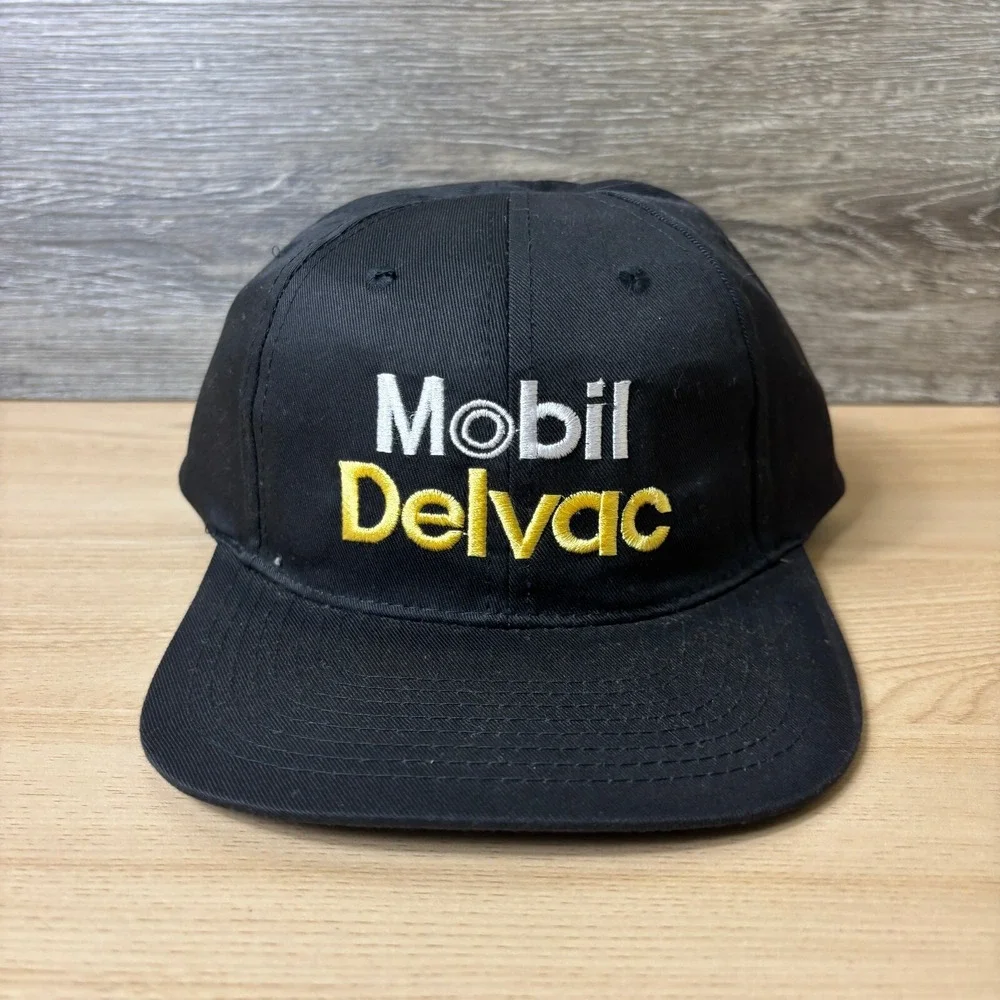 Vintage Mobil Delvac‎ Hat Cap Snap Back Black Trucker Adjustable